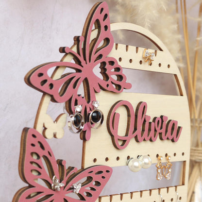 Personalized Wood Jewelry Organizer, Earring Holder, Wooden Jewelry Storage, Jewelry Stand, Birthday Gift for Her, Mothers Day Gifts