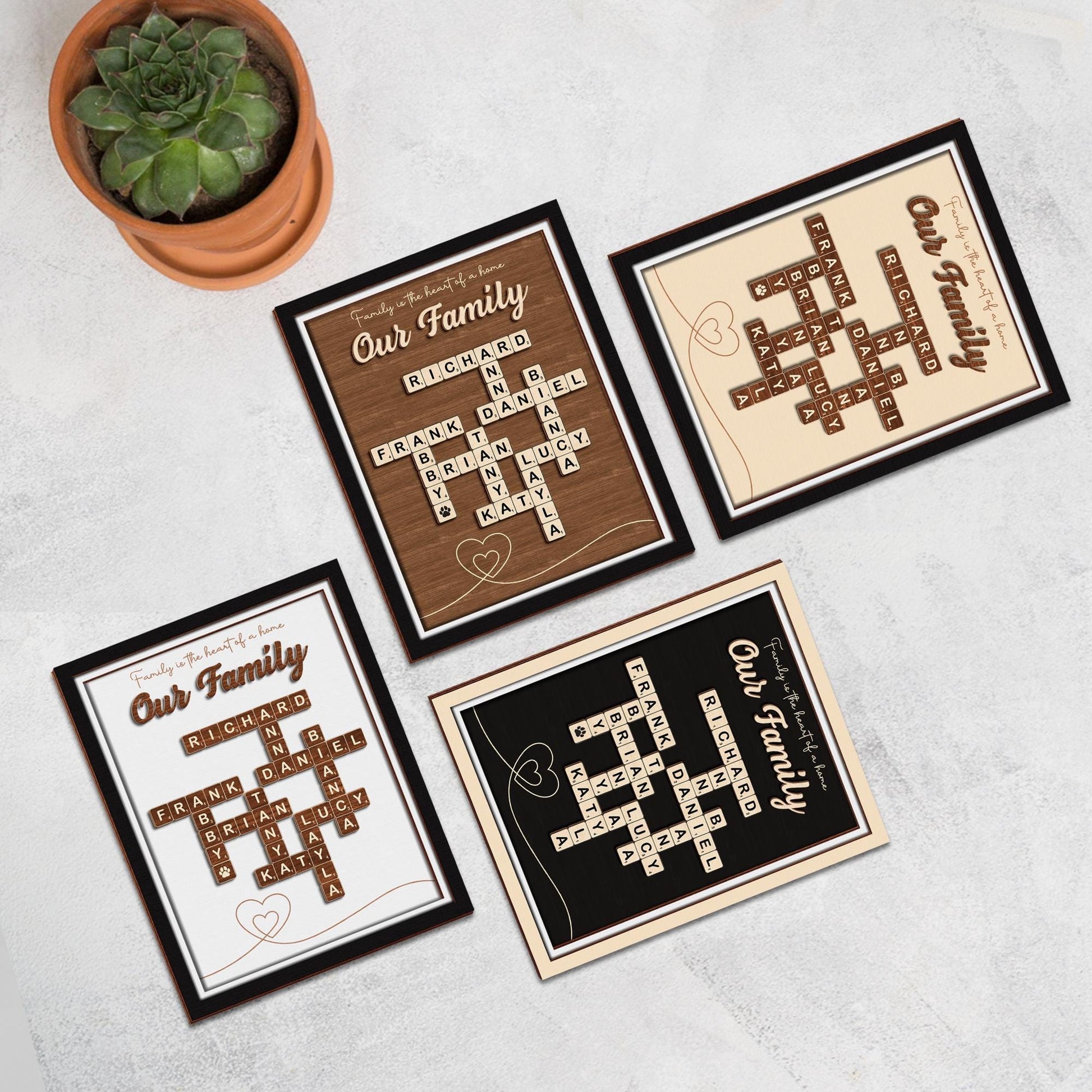 Personalized Scrabble Puzzle Family Name Sign,Custom Grandkids Crossword Scrabble Wooden,Family Last Name Sign,Mother's Day Gift,Home Decor.