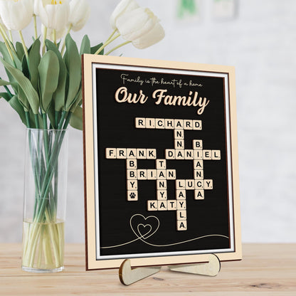 Mother's Day Scrabble Frame Family Tree,Personalized Scrabble Puzzle Wooden Sign,Mom Crossword Scrabble,Mom Puzzle Sign Gift,Grandma Gift