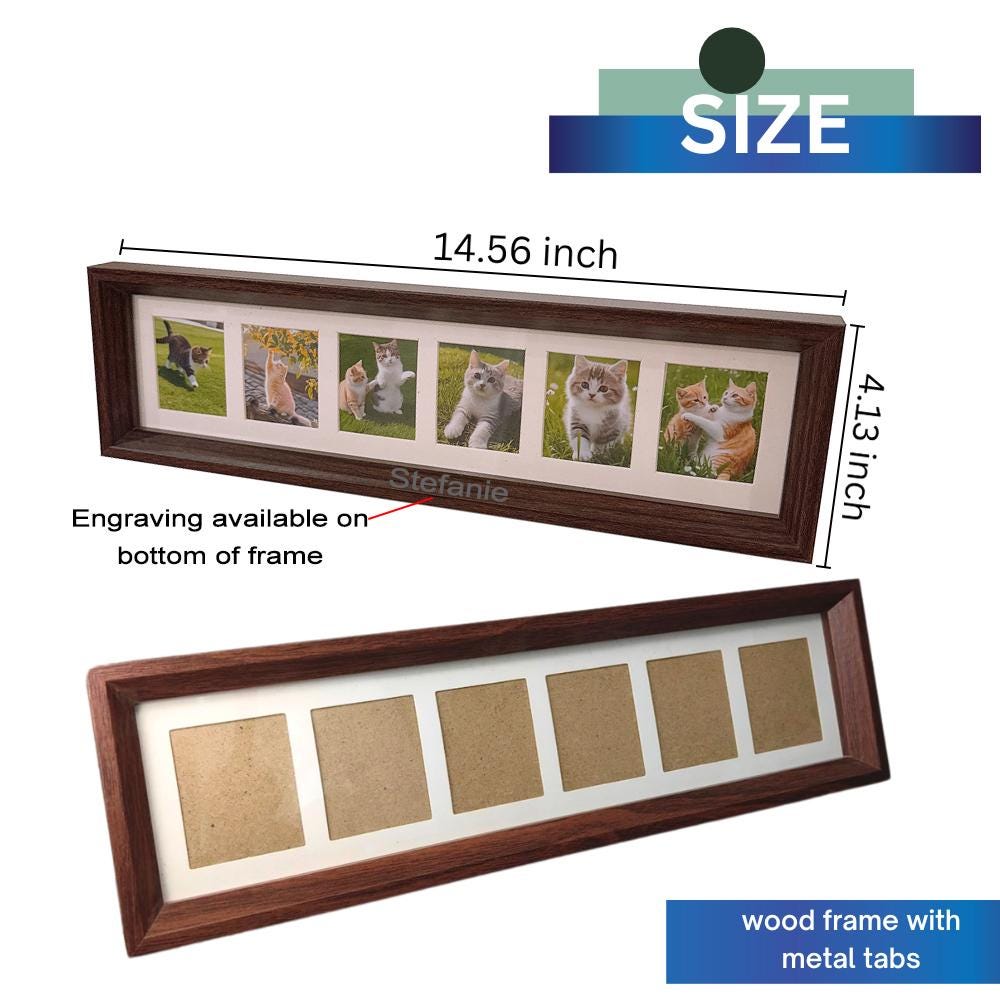 Wooden Collage Frame,Personalized Wooden Cat Photo Frame,Gift for Pet Lovers,Rustic Keepsake