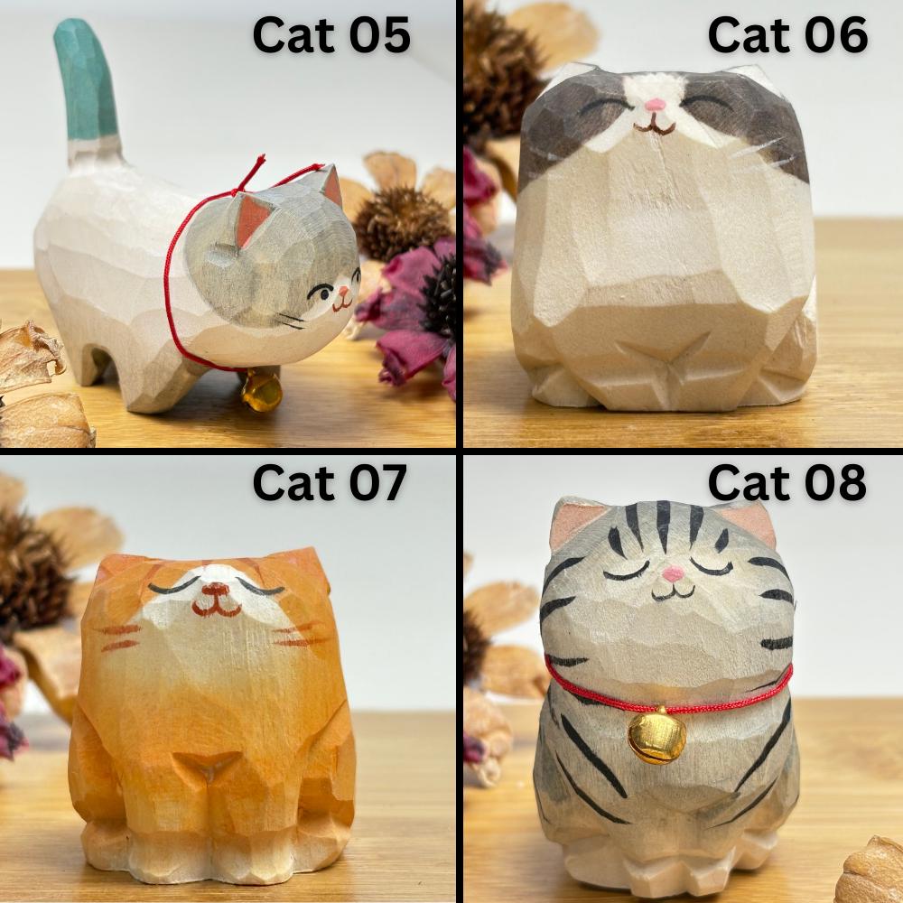 Handmade Wooden Cat Figurine,Hand-Carved Wood Cat,Minimalist Cat Ornament,Unique Cat Lover Gift,Christmas Gifts