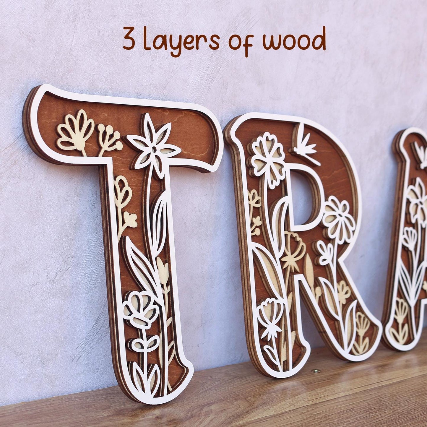 Wildflower Nursery Name Sign - Floral Wall Letters - 3D Wooden Wall Art - Baby Girl Room Decor - Baby Shower Gift