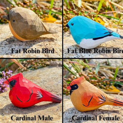 Hand-Carved Wooden Robin Ornament,Personalized Engraving Gift,Chubby Robin Sculpture,Gift for Bird Lovers,Birthday/Holiday/Christmas Gifts