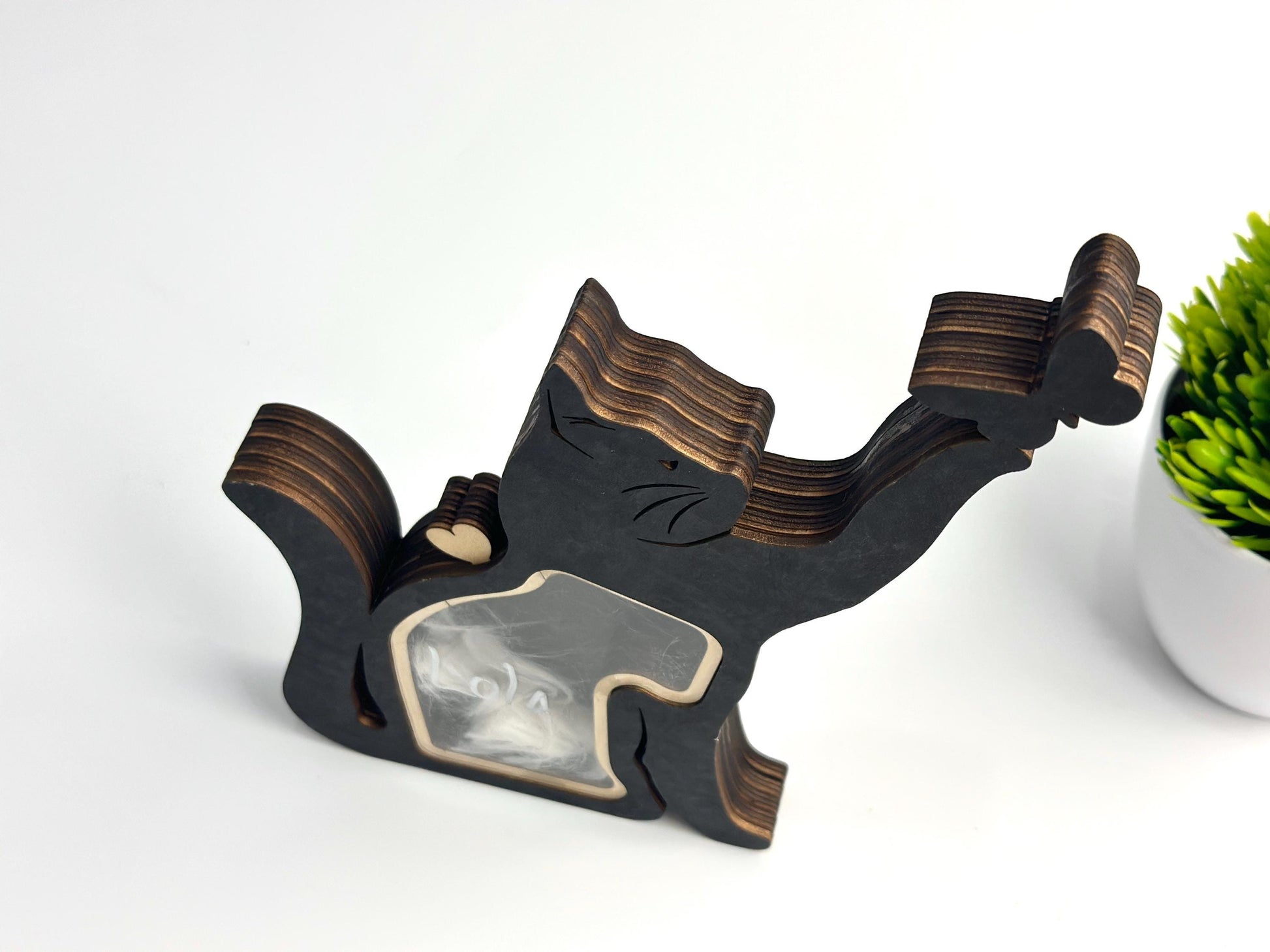 Black Cat Hair Memorial Box,Wooden Pet Fur Keepsake Pet Loss Gift,Pet Fur Or Ashes Memorial Box,Dog Cat Hair Memorial Box,Dog Cat Lover Gift