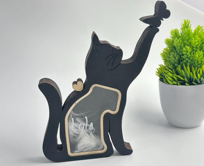 Black Cat Hair Memorial Box,Wooden Pet Fur Keepsake Pet Loss Gift,Pet Fur Or Ashes Memorial Box,Dog Cat Hair Memorial Box,Dog Cat Lover Gift