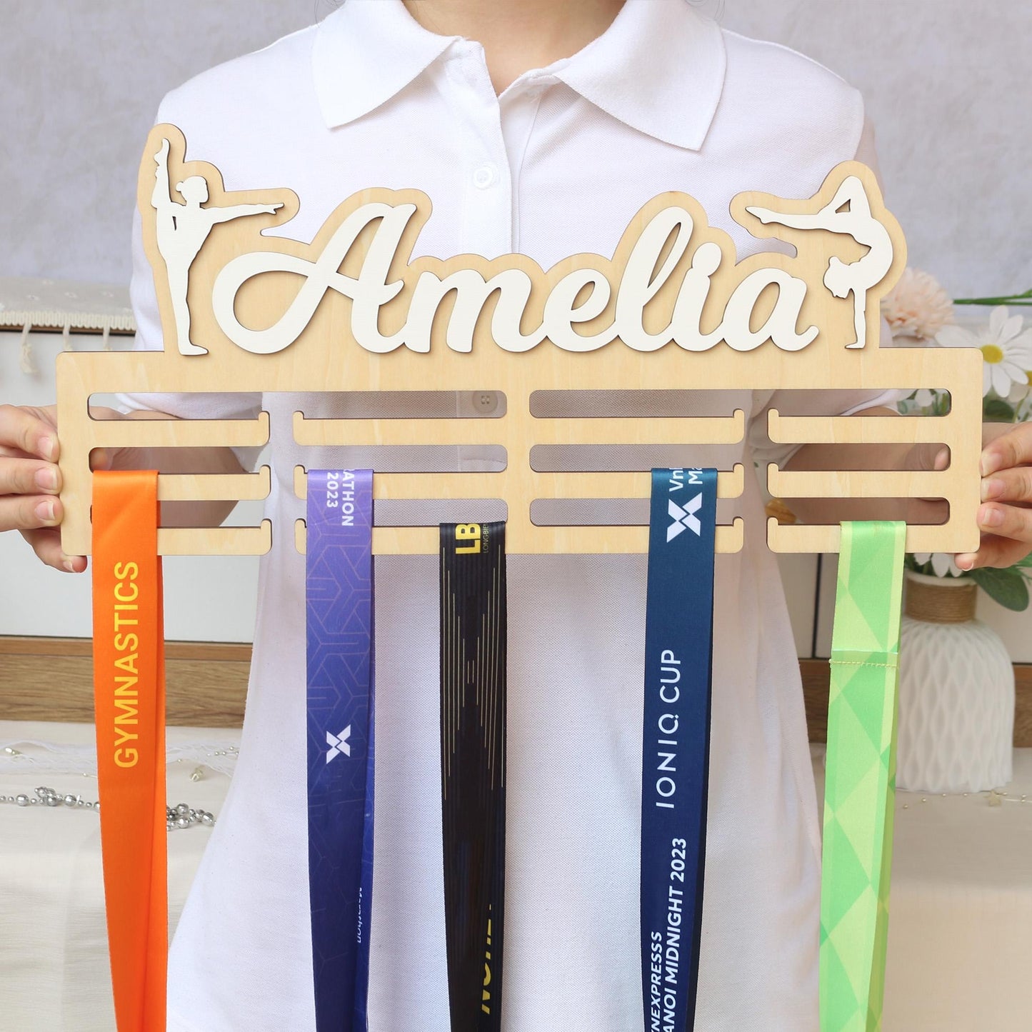 Medal Holder, Gymanstics Medal Hanger, Bedroom Wall Hanging, Medal Display, Bedroom Sign, Bedroom Wall Art, Personalised Sign, Gymnast Sign
