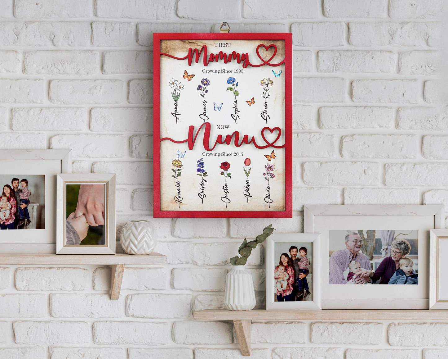 Personalized Birth Month Flowers Mothers Day,First Mom Now Grandma,Grandkid's Birth Flower,Grandma's Garden Family,Nana Gift,Mommy Mom Gift