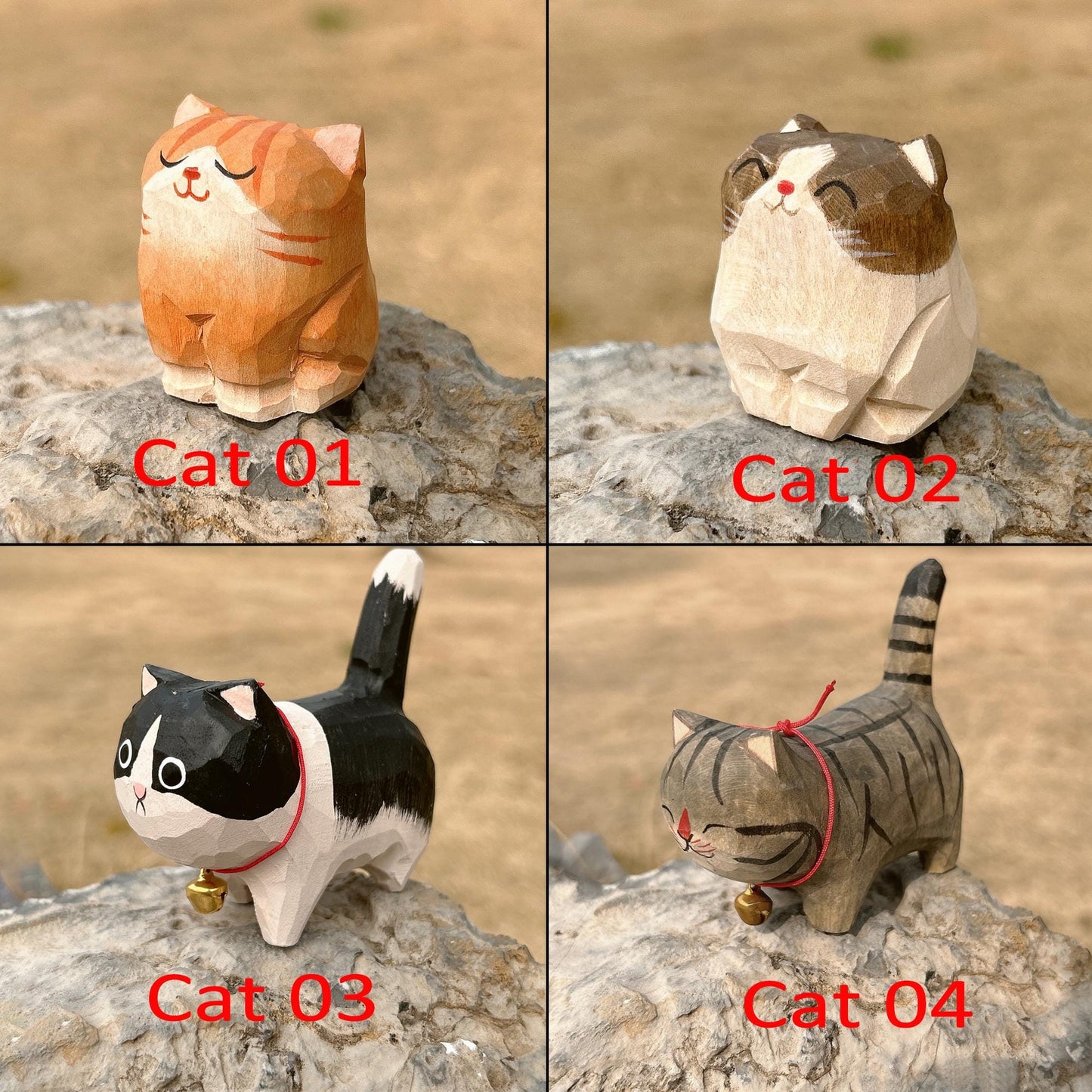 Wooden Cat FigurineâCat statue with pet name engraved,Birthdays and HolidaysâUnique Home Decor for Cat Lovers