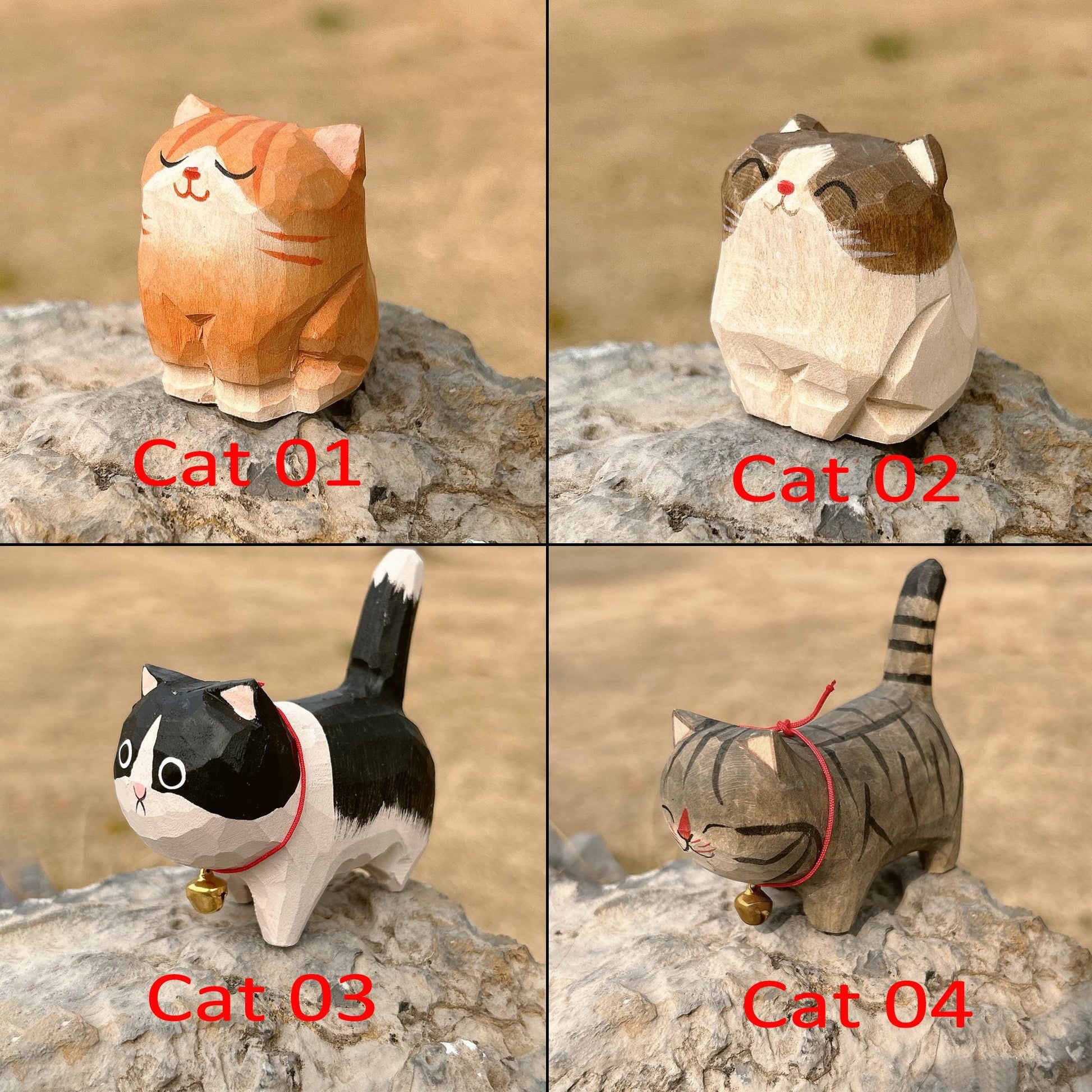 Wooden Cat FigurineâCat statue with pet name engraved,Birthdays and HolidaysâUnique Home Decor for Cat Lovers