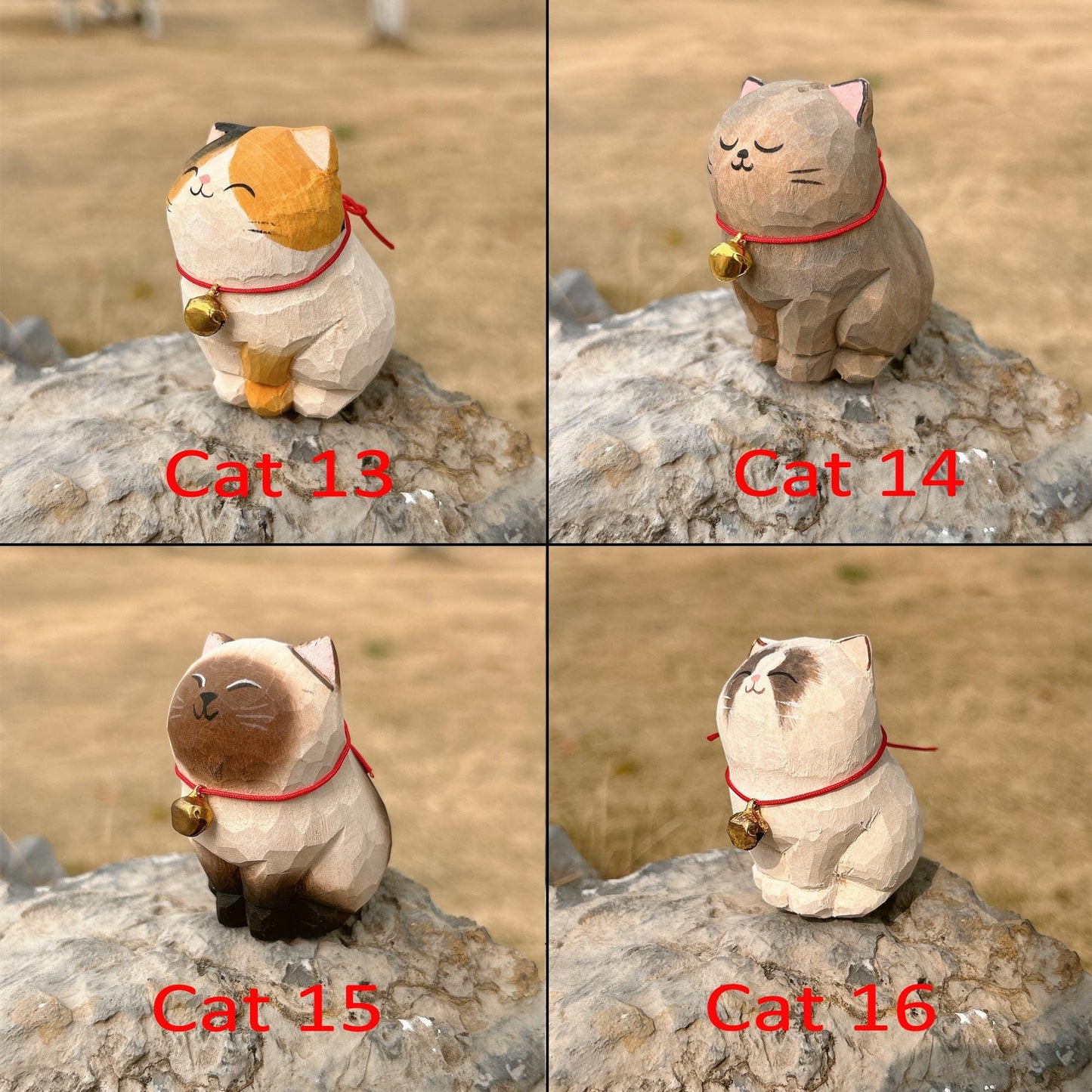 Wooden Cat FigurineâCat statue with pet name engraved,Birthdays and HolidaysâUnique Home Decor for Cat Lovers