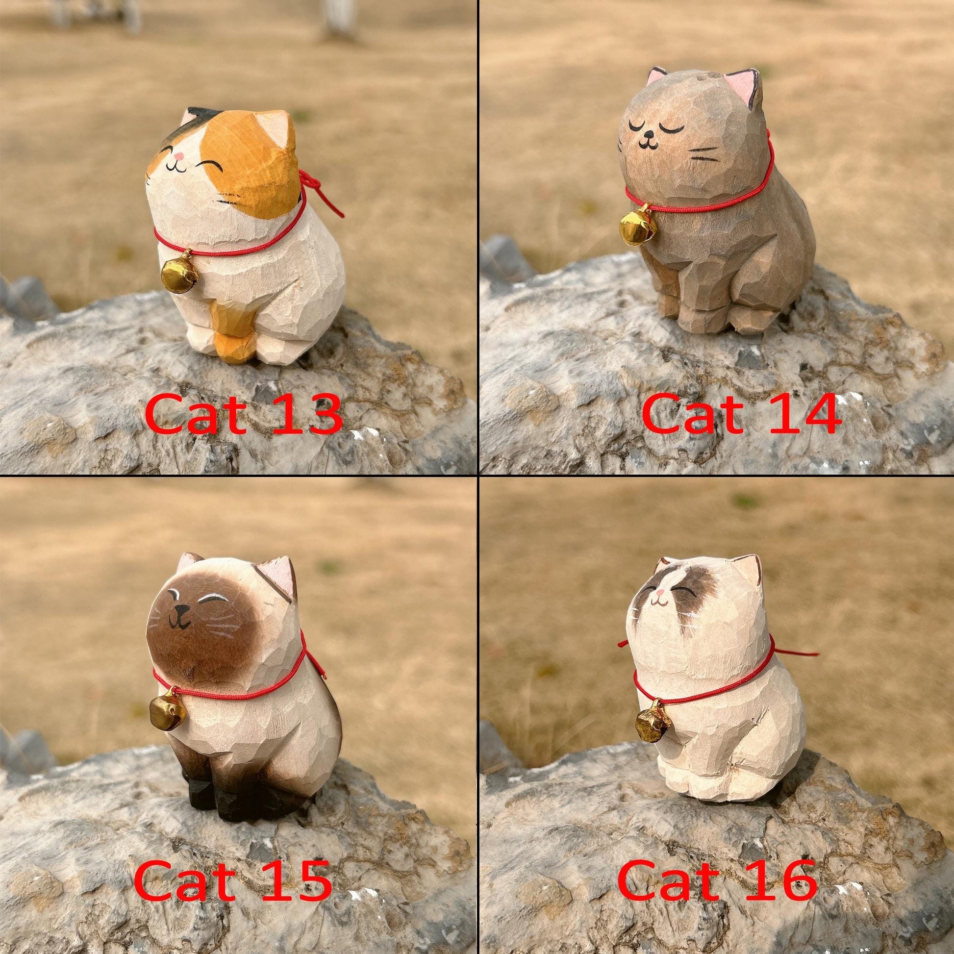 Wooden Cat FigurineâCat statue with pet name engraved,Birthdays and HolidaysâUnique Home Decor for Cat Lovers