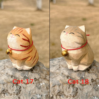 Wooden Cat FigurineâCat statue with pet name engraved,Birthdays and HolidaysâUnique Home Decor for Cat Lovers