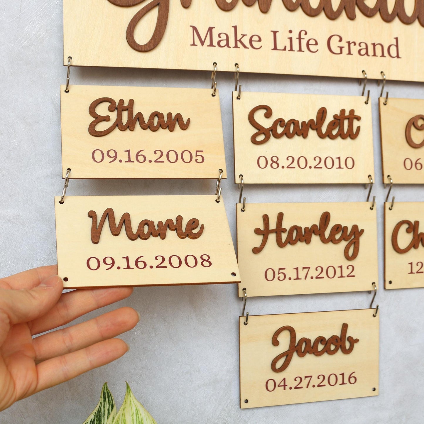 Grandchildren Sign, Wooden Family Name Plaque, Grandkids Sign, Gift For Grandparent, Gift For Mom, Grandparents Plaque, Grandkid Name Sign