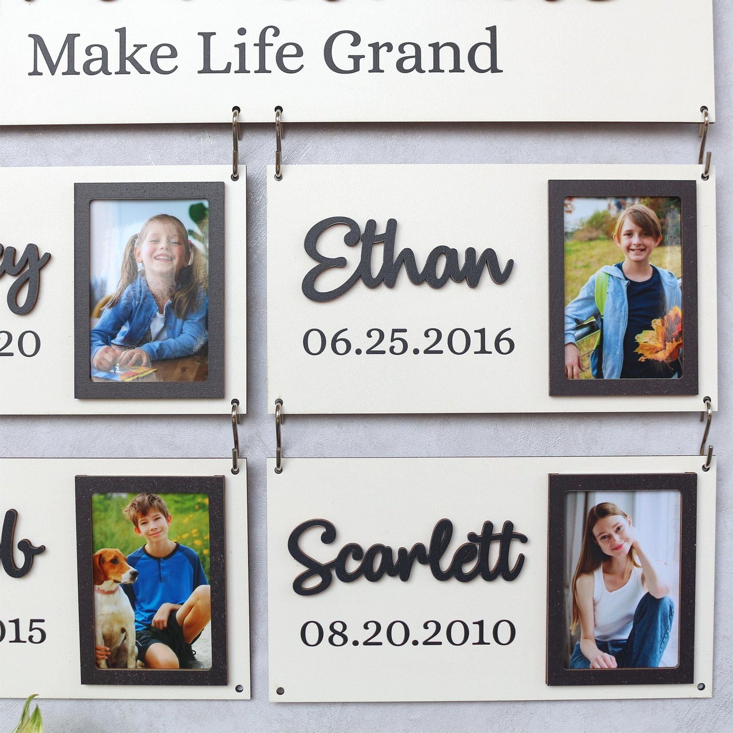 Grandchildren Sign with Photo Frame, Wooden Family Name Plaque, Grandkids Sign, Gift For Grandparent, Gift For Mom, Grandparents Plaque