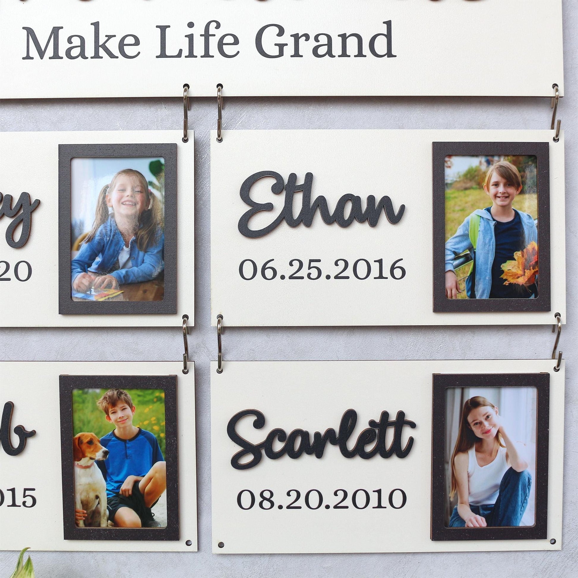 Grandchildren Sign with Photo Frame, Wooden Family Name Plaque, Grandkids Sign, Gift For Grandparent, Gift For Mom, Grandparents Plaque