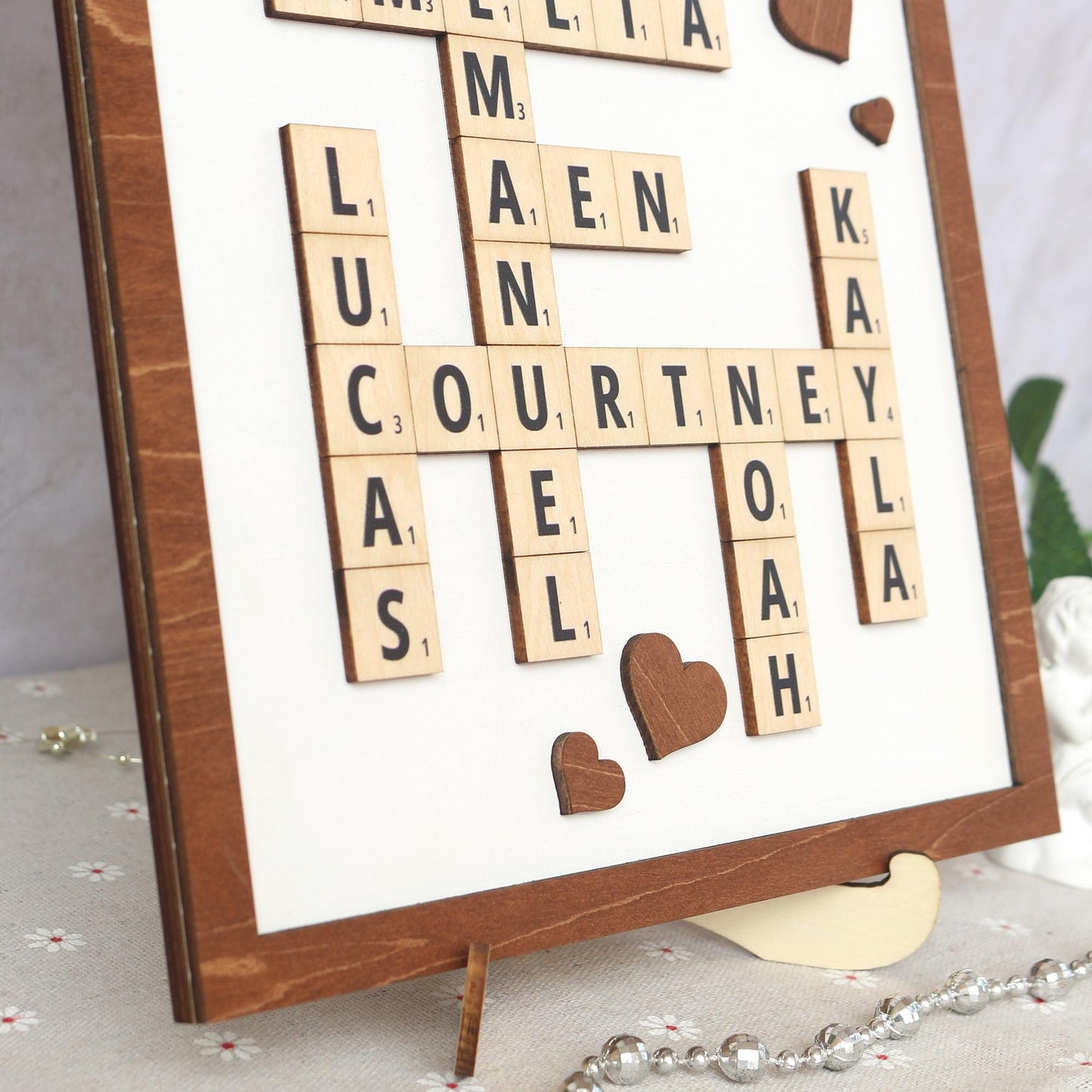 Personalized Scrabble Puzzle Sign, Grandkids Crossword Scrabble Wooden Sign, Custom Family Name, Grandparents Christmas Gift, Home decor
