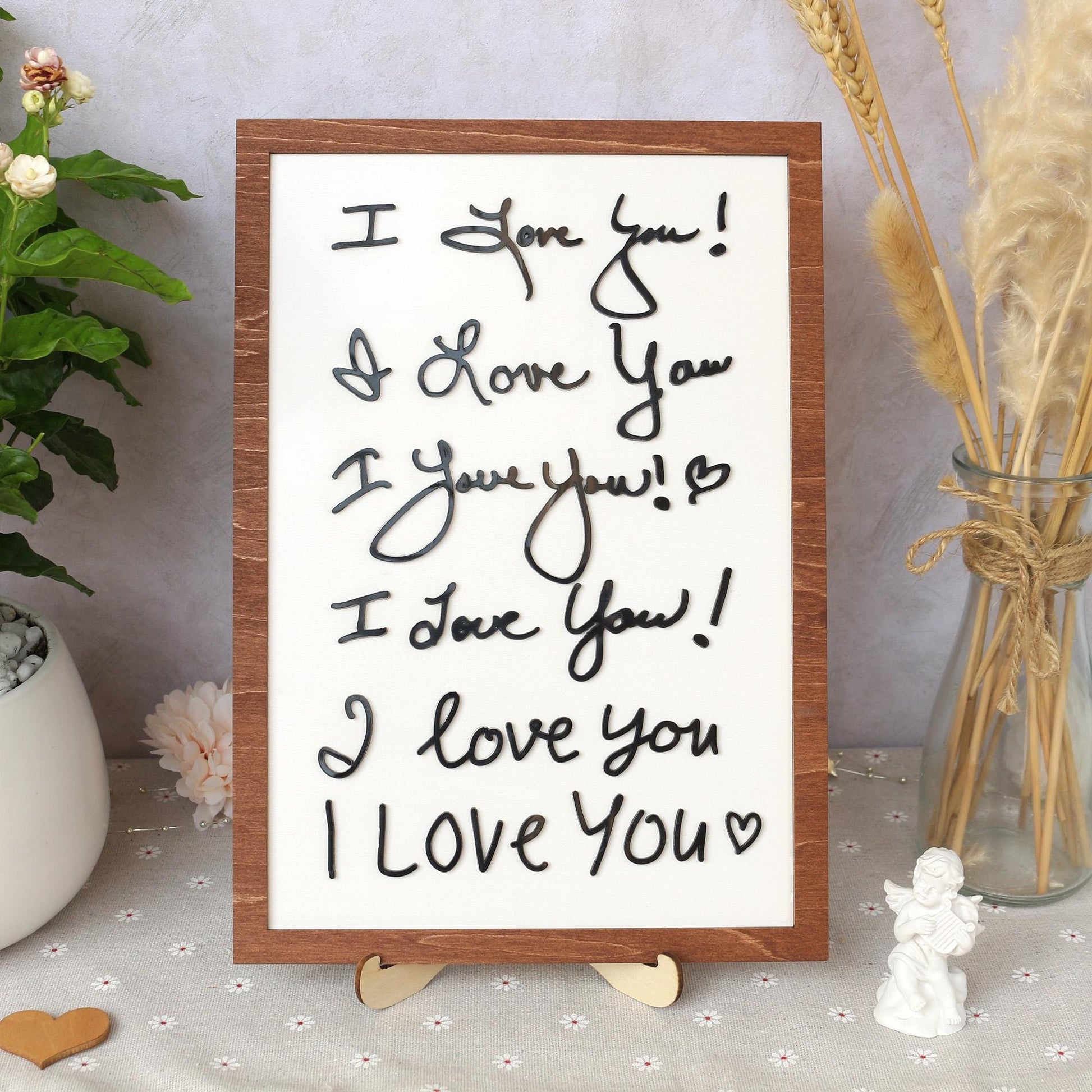 I love You Handwriting Sign | Handwriting Sign 3D with wood and acrylic | Unique Personalized Gift for Mom, Dad, Grandparents, Teacher