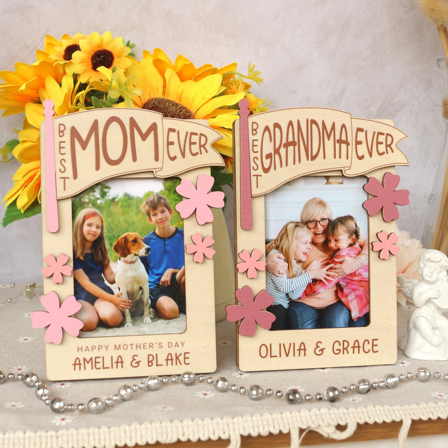 Mothers Day Photo Magnet, Mother's Day Gift, Photo Frame, Gift for Mom, Gift for Grandma, Mothers Day Picture Frame, Kids Photo for Fridge