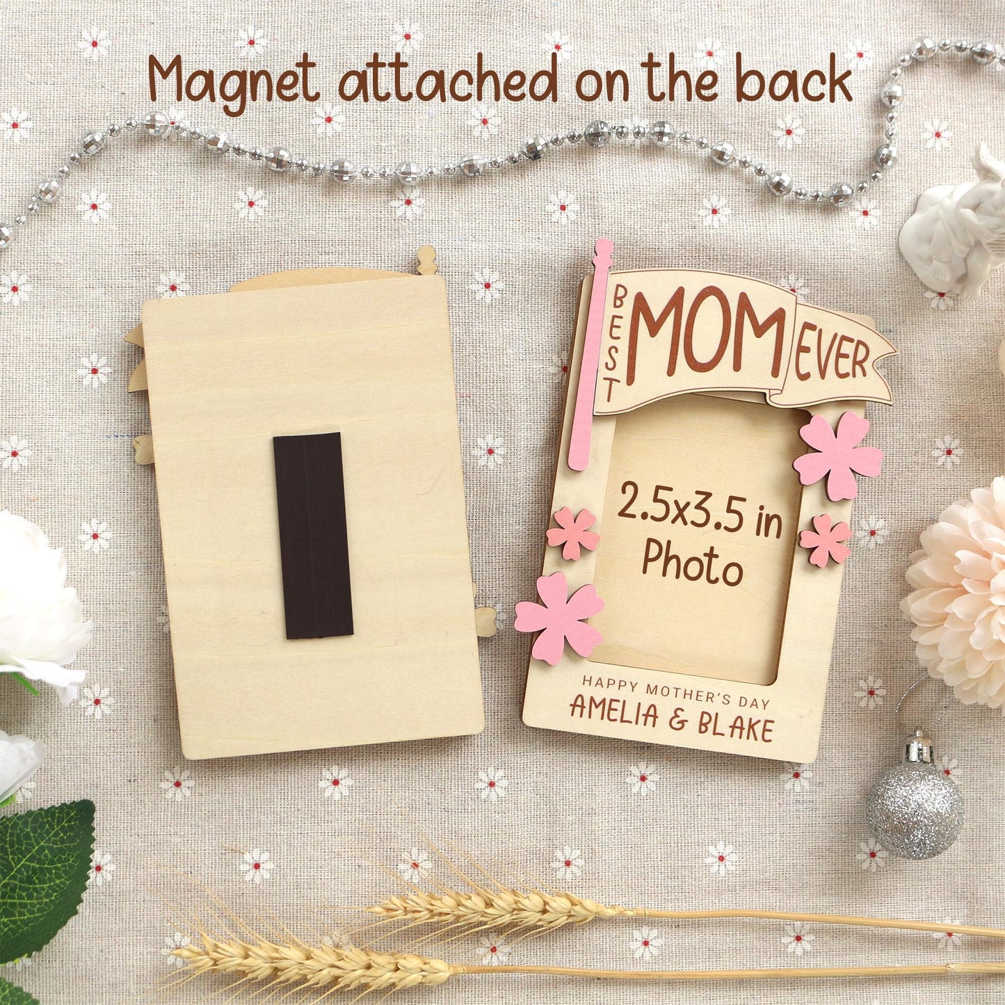 Mothers Day Photo Magnet, Mother's Day Gift, Photo Frame, Gift for Mom, Gift for Grandma, Mothers Day Picture Frame, Kids Photo for Fridge