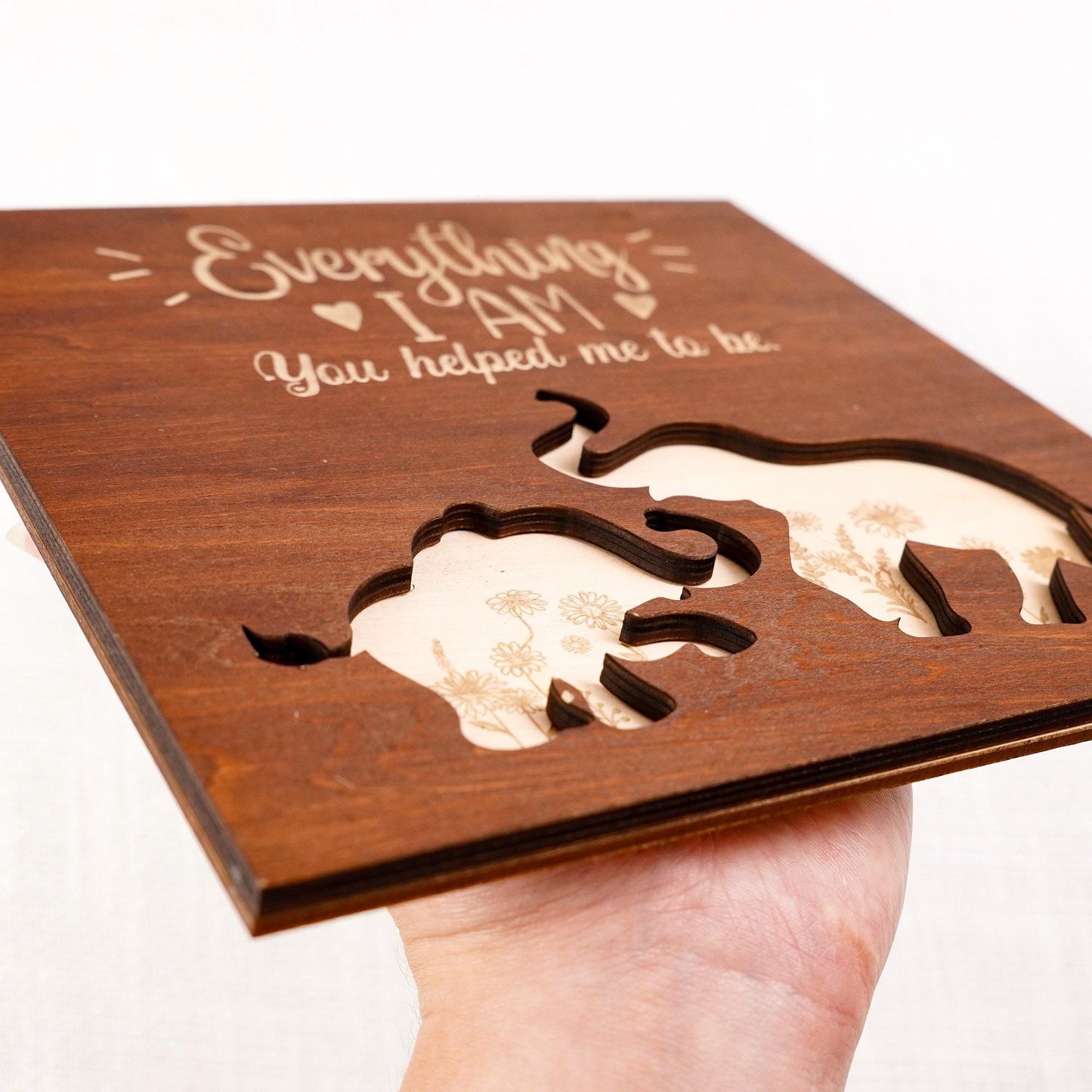 Mother Elephant Wood Sign Mother's Day Gift , Gift for Mom Personalized Custom Decor, Gifts For Mom, Gift for Grandma, Name Family Wood Sign