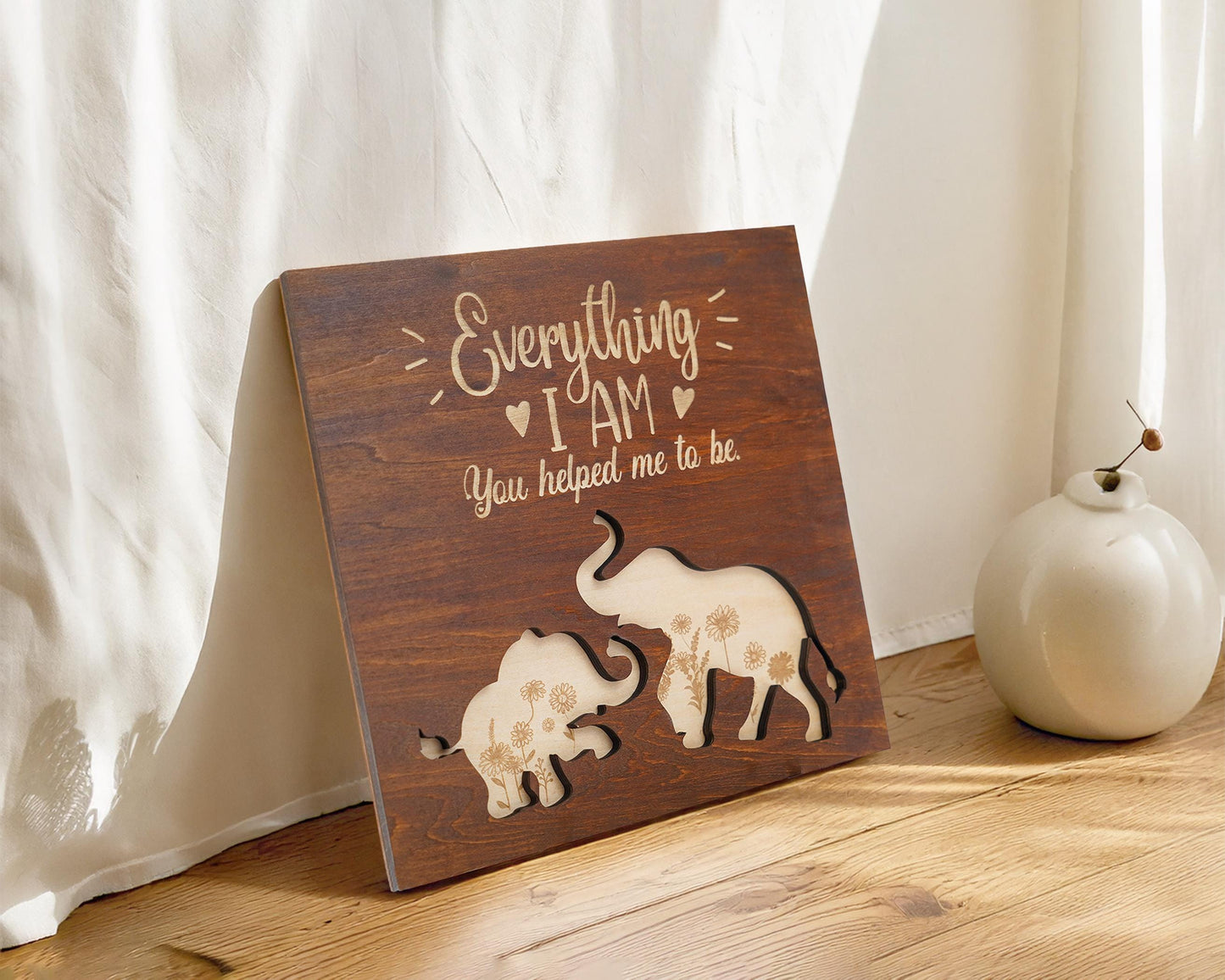 Mother Elephant Wood Sign Mother's Day Gift , Gift for Mom Personalized Custom Decor, Gifts For Mom, Gift for Grandma, Name Family Wood Sign