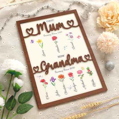 Personalized Birth Month Flowers Mothers Day, Custom Grandma's Garden Wooden Sign, Gift For Mom, Gift For Grandma, Mother's Day Gift