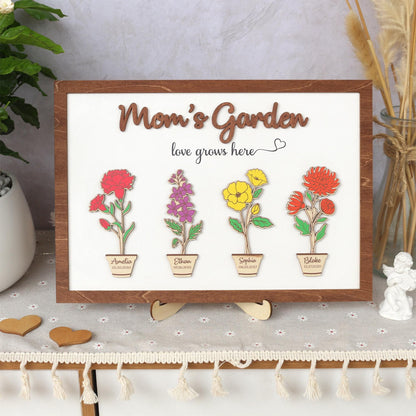 Custom Birth Flower Garden Frame - Personalized Family Sign - Wood Farmhouse Decor - Mothers Day Gift - Gift for Mom - Wooden Flower Sign
