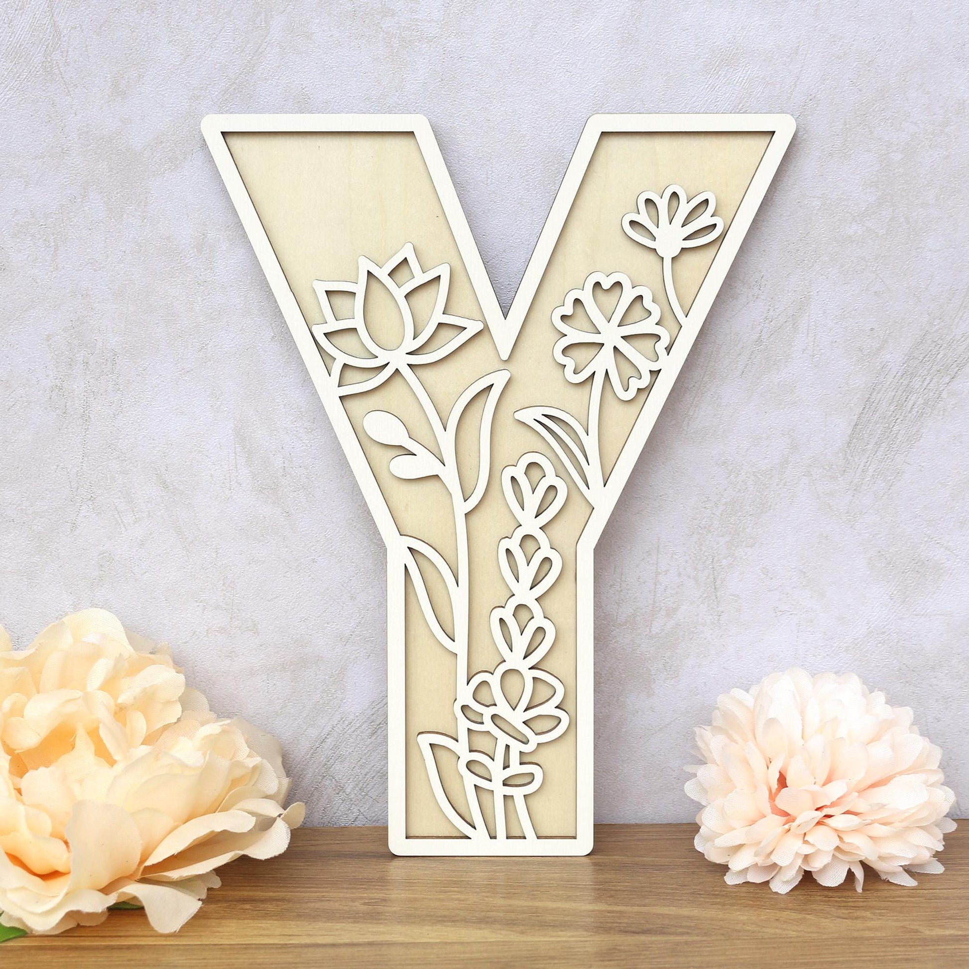 Wildflower Wall Letters Boho Name Sign Layered 3D Letters Floral Wooden Alphabet Letters Girls Room Sign Bedroom Nursery Decor