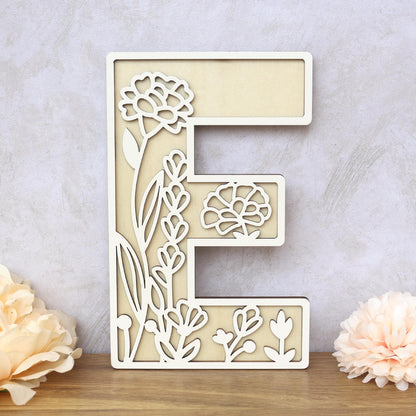 Wildflower Wall Letters Boho Name Sign Layered 3D Letters Floral Wooden Alphabet Letters Girls Room Sign Bedroom Nursery Decor