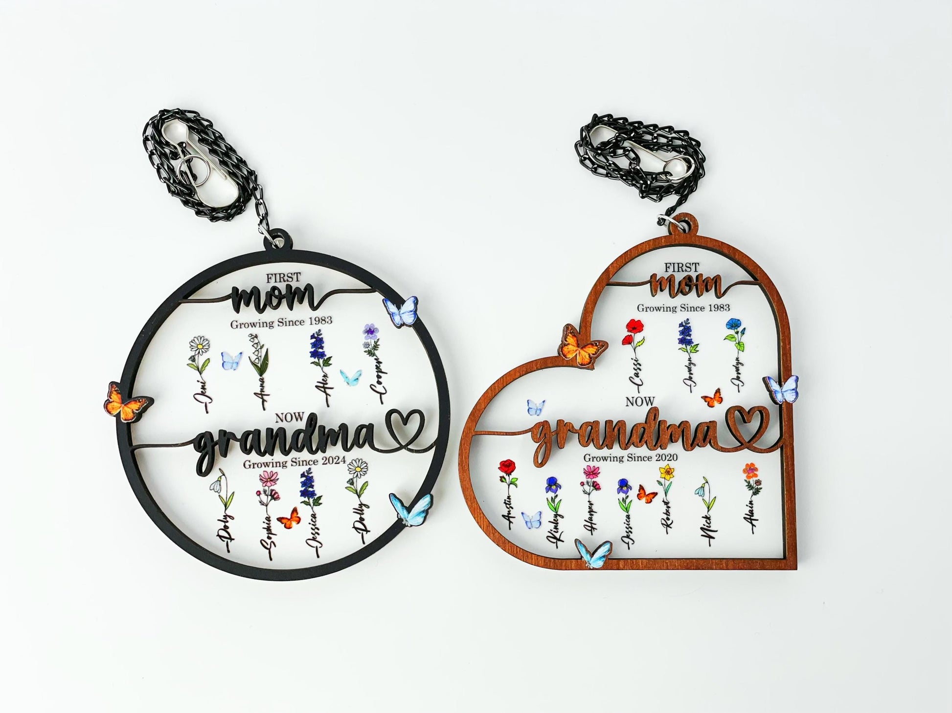 Personalized Birth Month Flowers Day,First Mom Now Grandma Suncatcher Window Hanging,Mother's Day Gift Mom,Grandma With Kid,Grandma's Garden