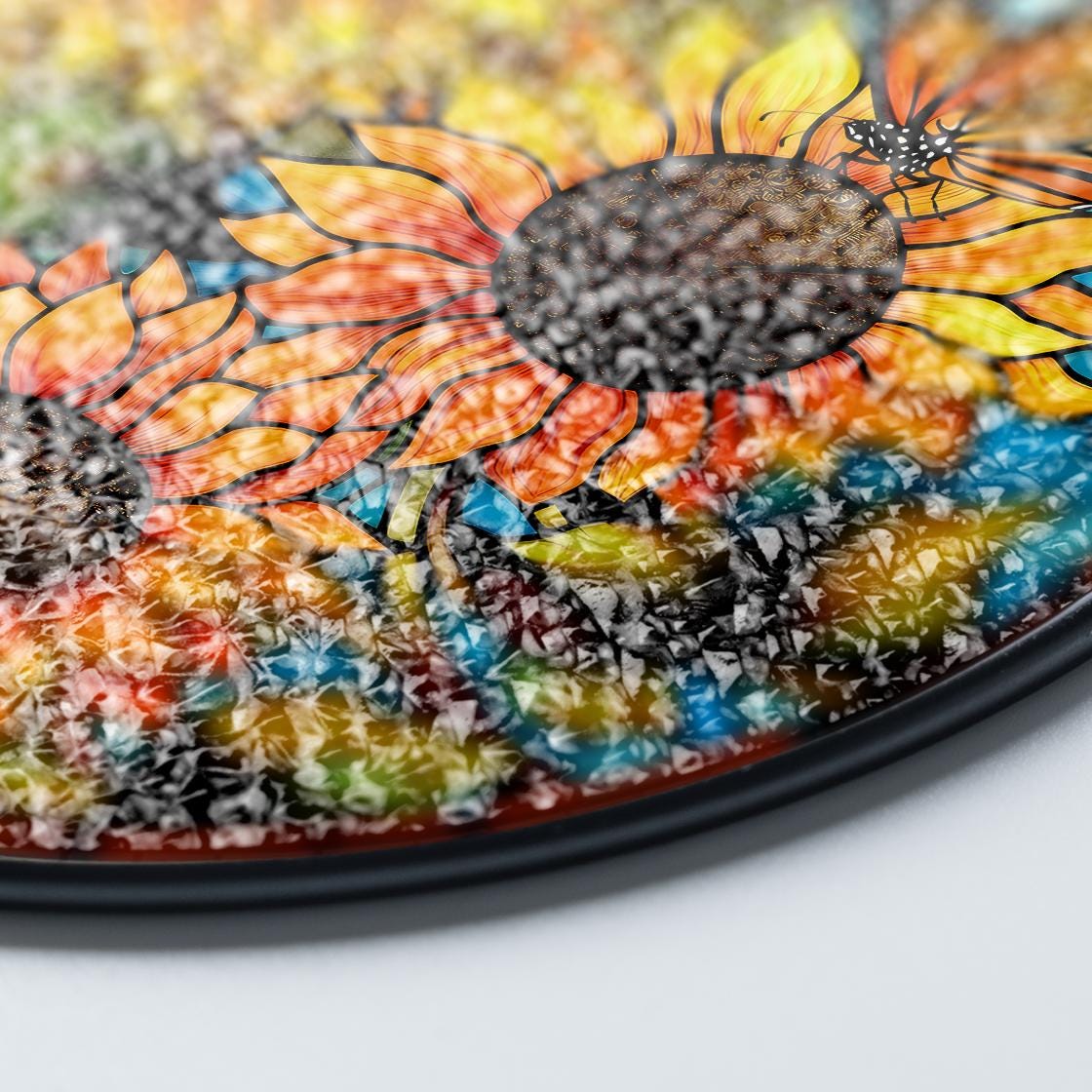 Sunflower Stained Glass Suncatcher Window Hanging,Sunflower Ornament For Garden Lovers,Perfect Gift For Mom,Grandma,Mother Day,Natural Lover