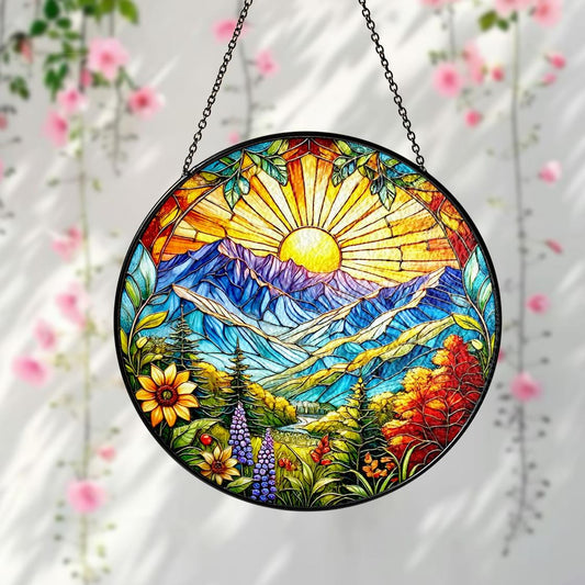 Meadow Flowers Wild Flowers Stained Glass Suncatcher Decor Home,Flower Suncatcher Gift,Colorful Light Catcher Window Hanging,Gift For Mom