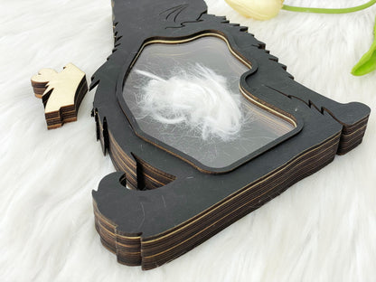 Black Cat Hair Memorial Shadowbox,Wooden Pet Fur Keepsake Box,Pet Urn Ash Teeth Memorial Box,Pet Sympathy,Bereavement Gift,Dog Cat Memorial