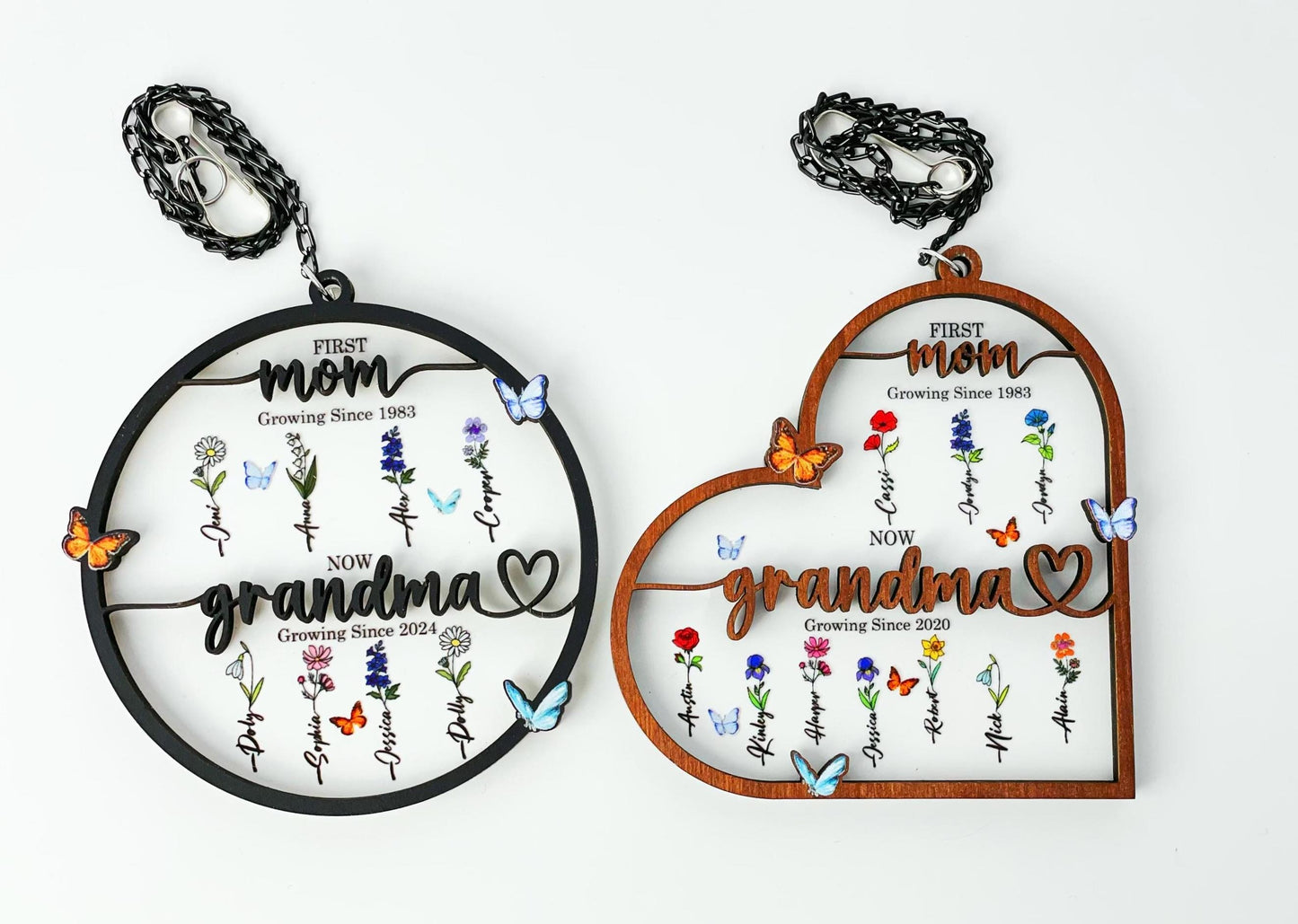 First Mom Now Grandma Suncatcher Decor Home,Personalized Flower Birth Month,Grandma Gift With Kids Name,Grandma's Garden Gift,Mother's Day.