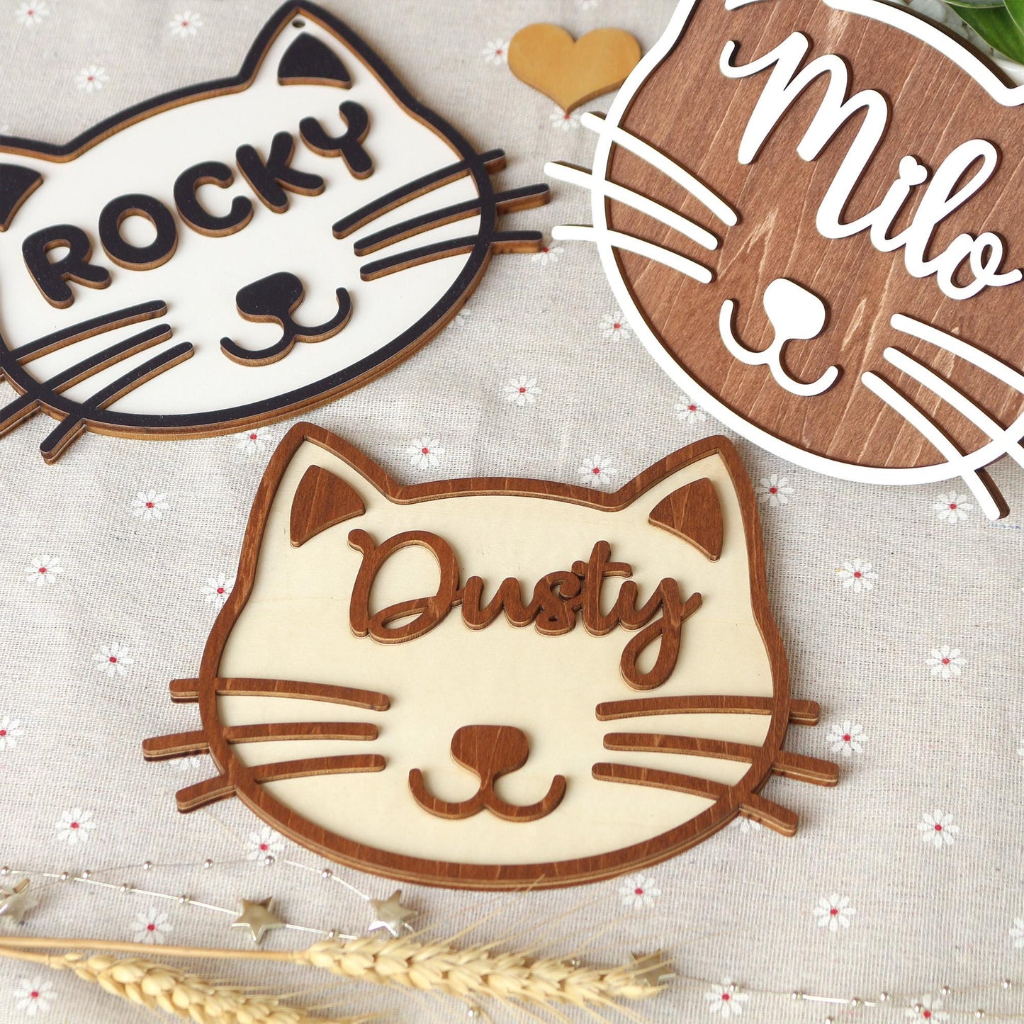 Cat Name Tag  Personalized Pet Name Sign for Pet House, Room, Crate, Kennel, or Feeding Area  Wooden Cat Plaque  Cat House Sign
