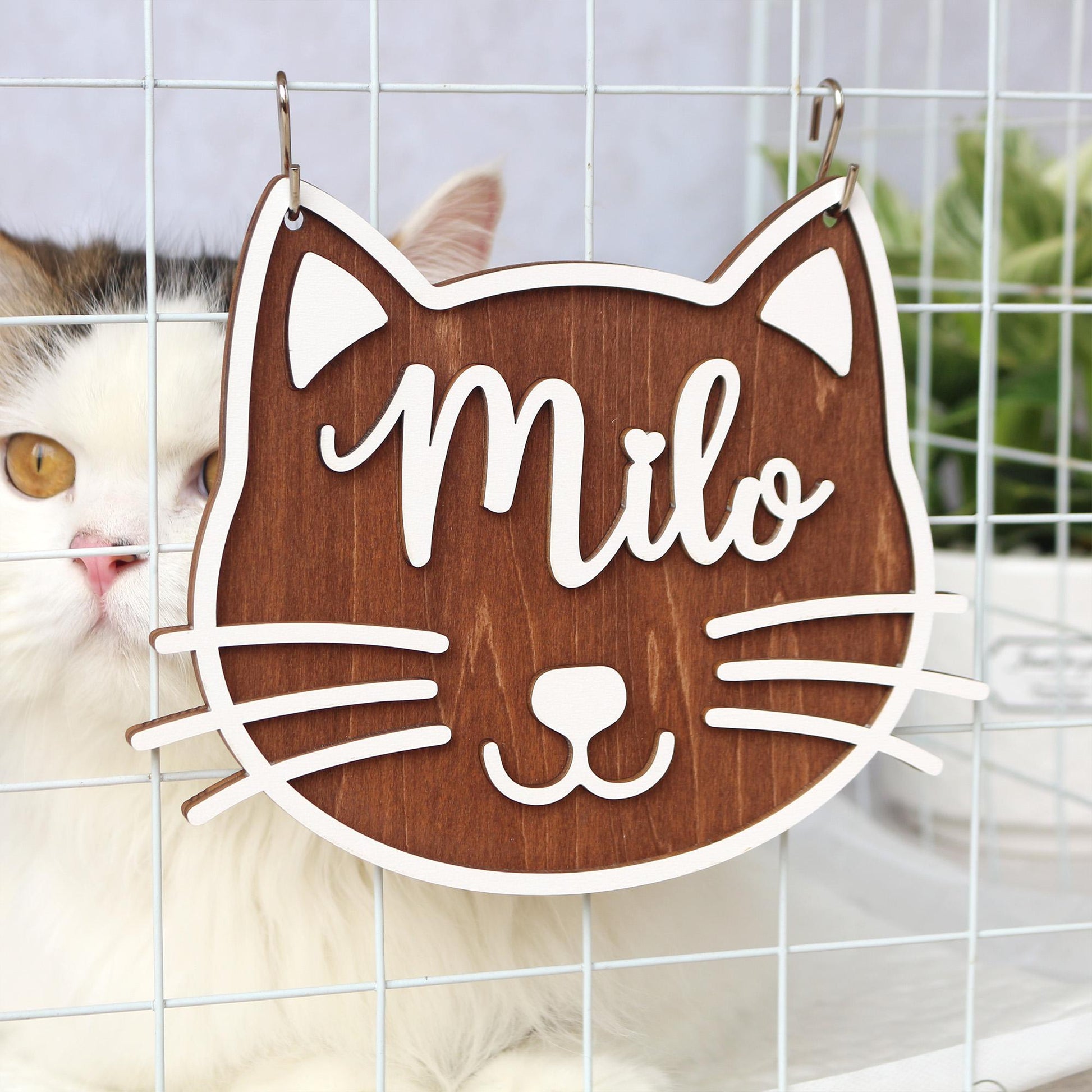 Cat Name Tag  Personalized Pet Name Sign for Pet House, Room, Crate, Kennel, or Feeding Area  Wooden Cat Plaque  Cat House Sign