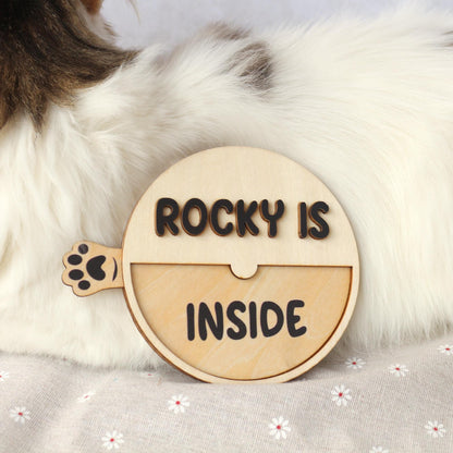 Custom Cat Name - Personalized Inside/Outside Door Magnet - Wood Pet Reminders Sign - Cat Lover Gift - Engraved Pet Accessories