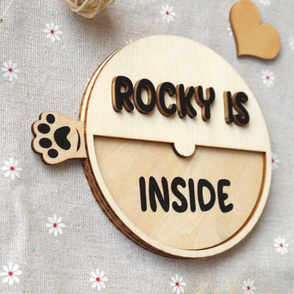 Custom Cat Name - Personalized Inside/Outside Door Magnet - Wood Pet Reminders Sign - Cat Lover Gift - Engraved Pet Accessories