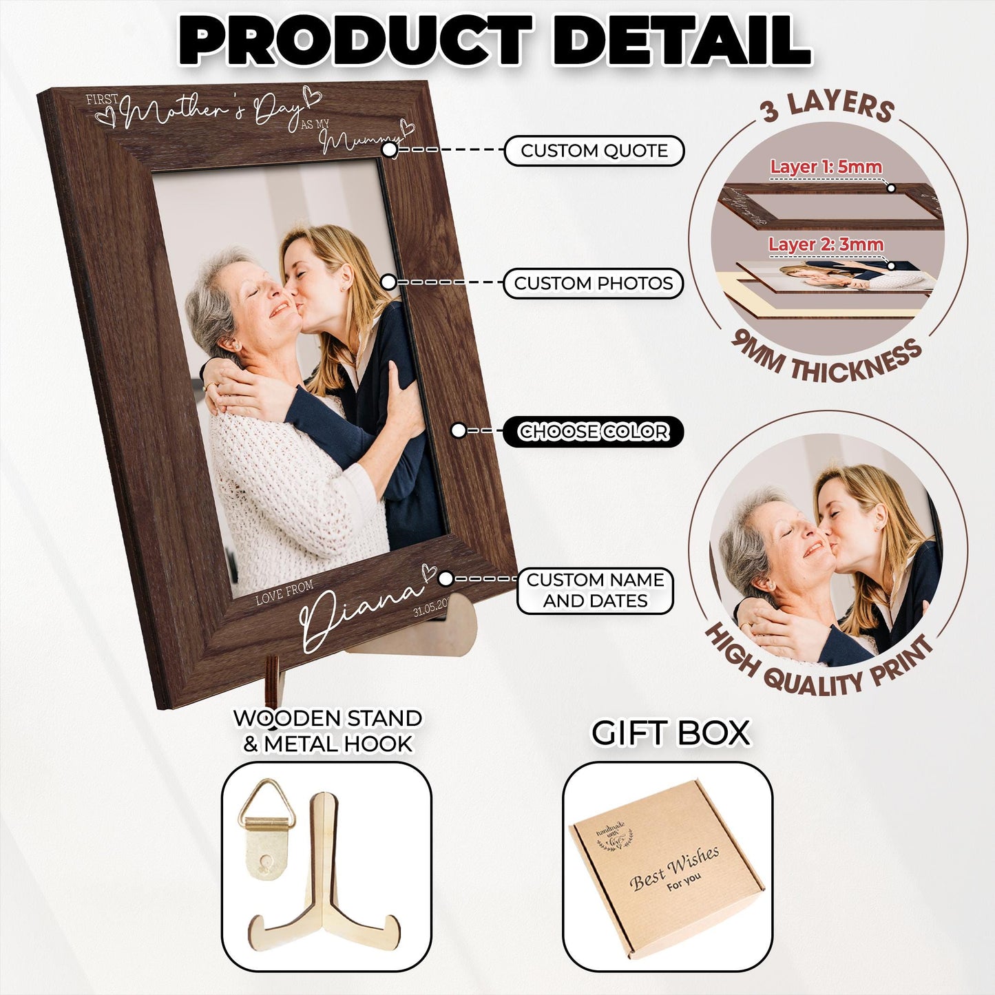 First Mother's Day as My Mummy Photo Frame,Mothers Day Gift for Grandma,1st Mothers Day as My Mommy,Granny,Nana,Mum Gift,Nanny I Love You