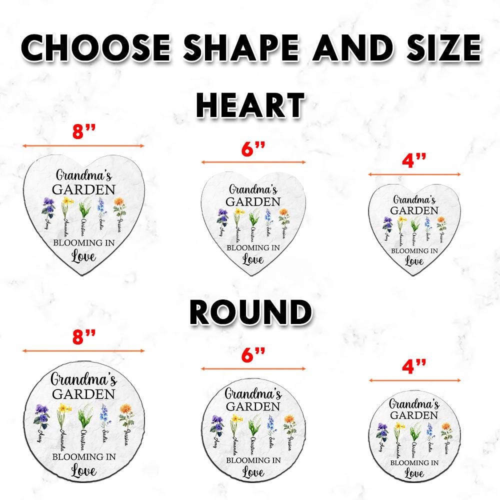 Personalized Grandma's Garden Stone With Birth Month Flower,Nana's Garden Stone,Mother's Day Gift Mom,Grandma With Kid,Grandma's Garden Gift