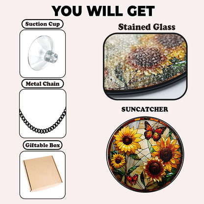 Monarch Butterfly Stained Glass Suncatcher Home Decor,Flowers Stained Glass Window Hanging,Butterfly Decor,Mother's Day Gift,Garden Lovers