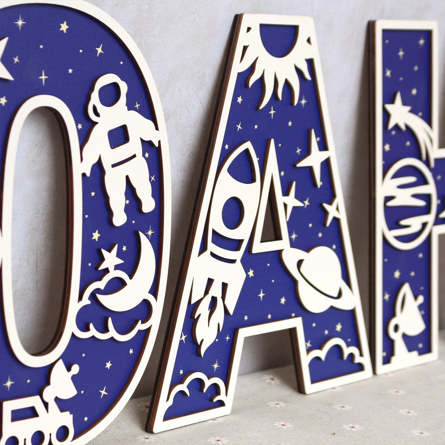 Space Name Sign - Space Letters- Personalised Name Sign - Custom Name Decor - Space Wall Art - Baby Gift - Nursery Decor