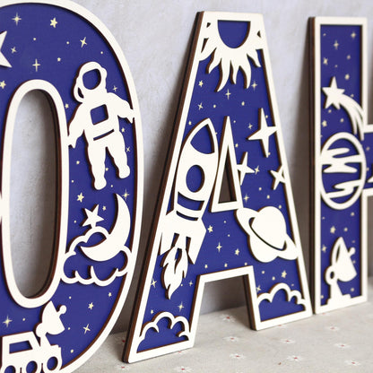 Space Name Sign - Space Letters- Personalised Name Sign - Custom Name Decor - Space Wall Art - Baby Gift - Nursery Decor