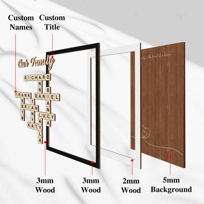 Mother's Day Scrabble Frame Family Tree,Personalized Scrabble Puzzle Wooden Sign,Mom Crossword Scrabble,Mom Puzzle Sign Gift,Grandma Gift