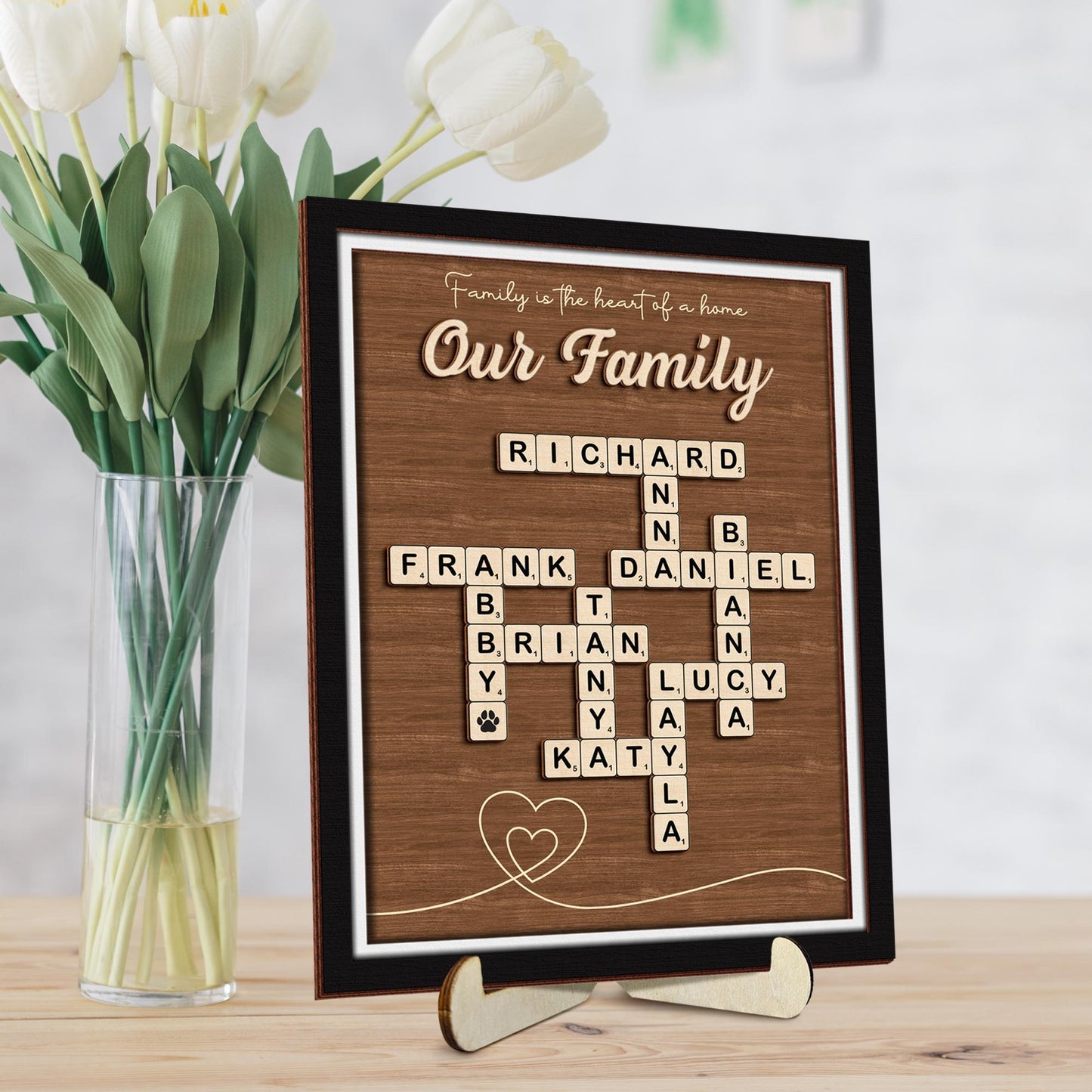 Mother's Day Scrabble Frame Family Tree,Personalized Scrabble Puzzle Wooden Sign,Mom Crossword Scrabble,Mom Puzzle Sign Gift,Grandma Gift