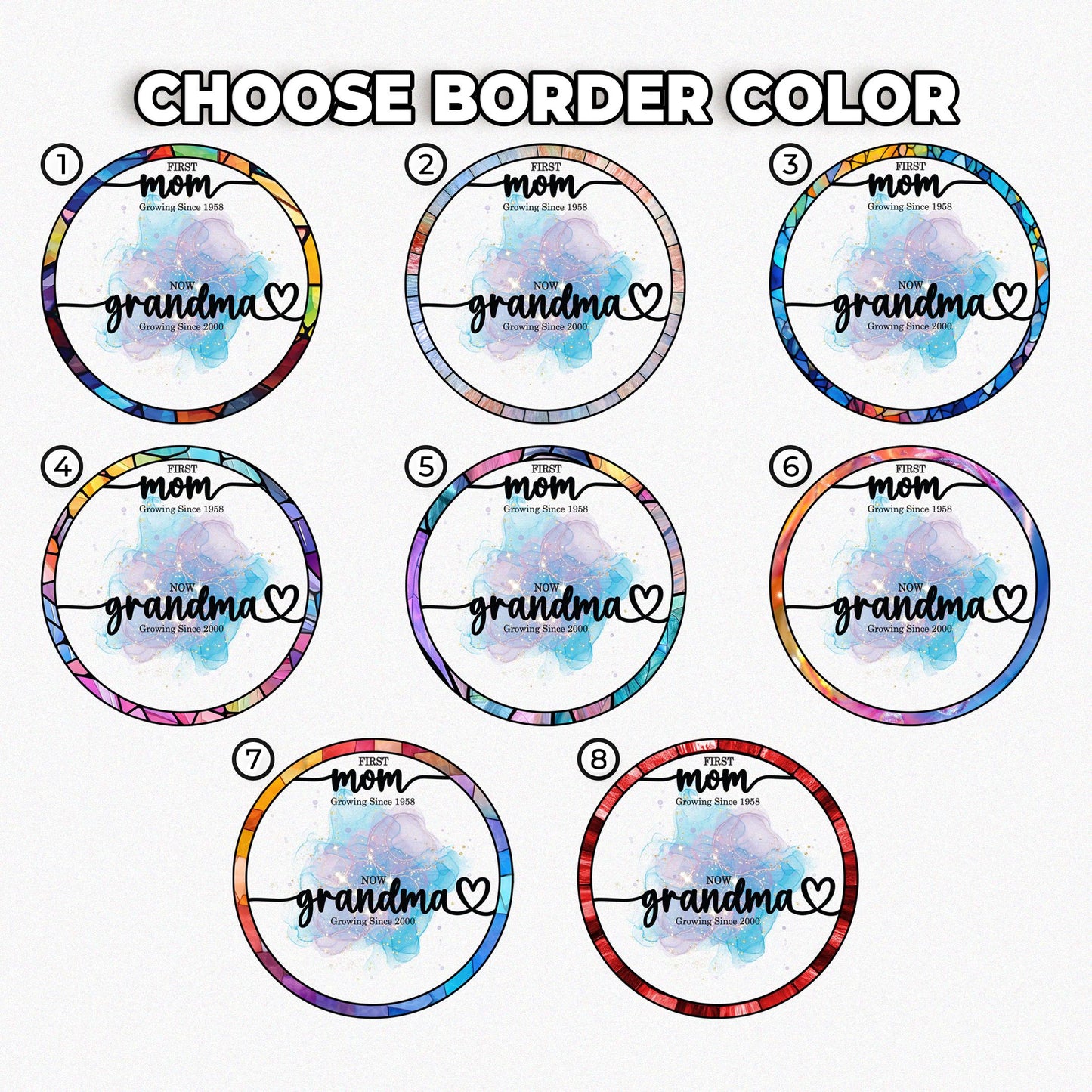 Custom Grandma's Garden Stained Glass Suncatcher, Birth Month Flower Window Hanging, Mothers Day Gift, Nana gift, Gift for Grandma