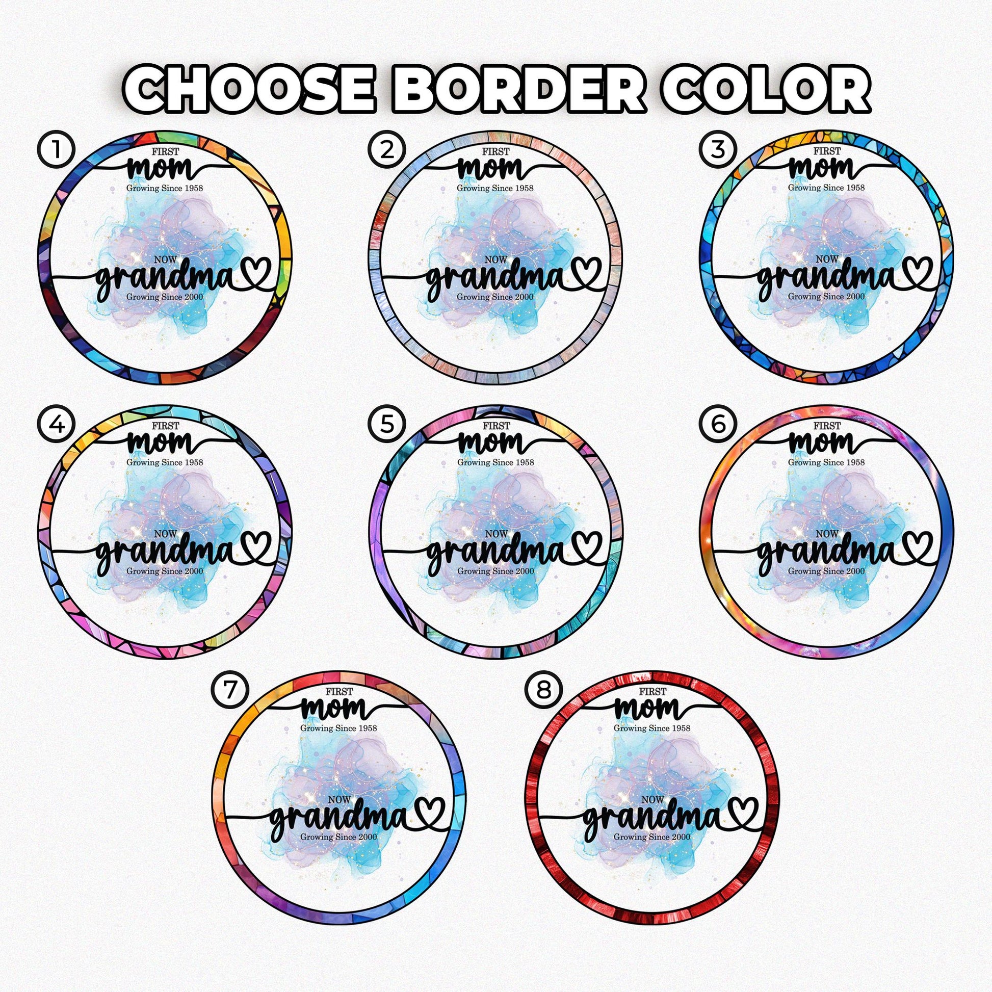 Custom Grandma's Garden Stained Glass Suncatcher, Birth Month Flower Window Hanging, Mothers Day Gift, Nana gift, Gift for Grandma