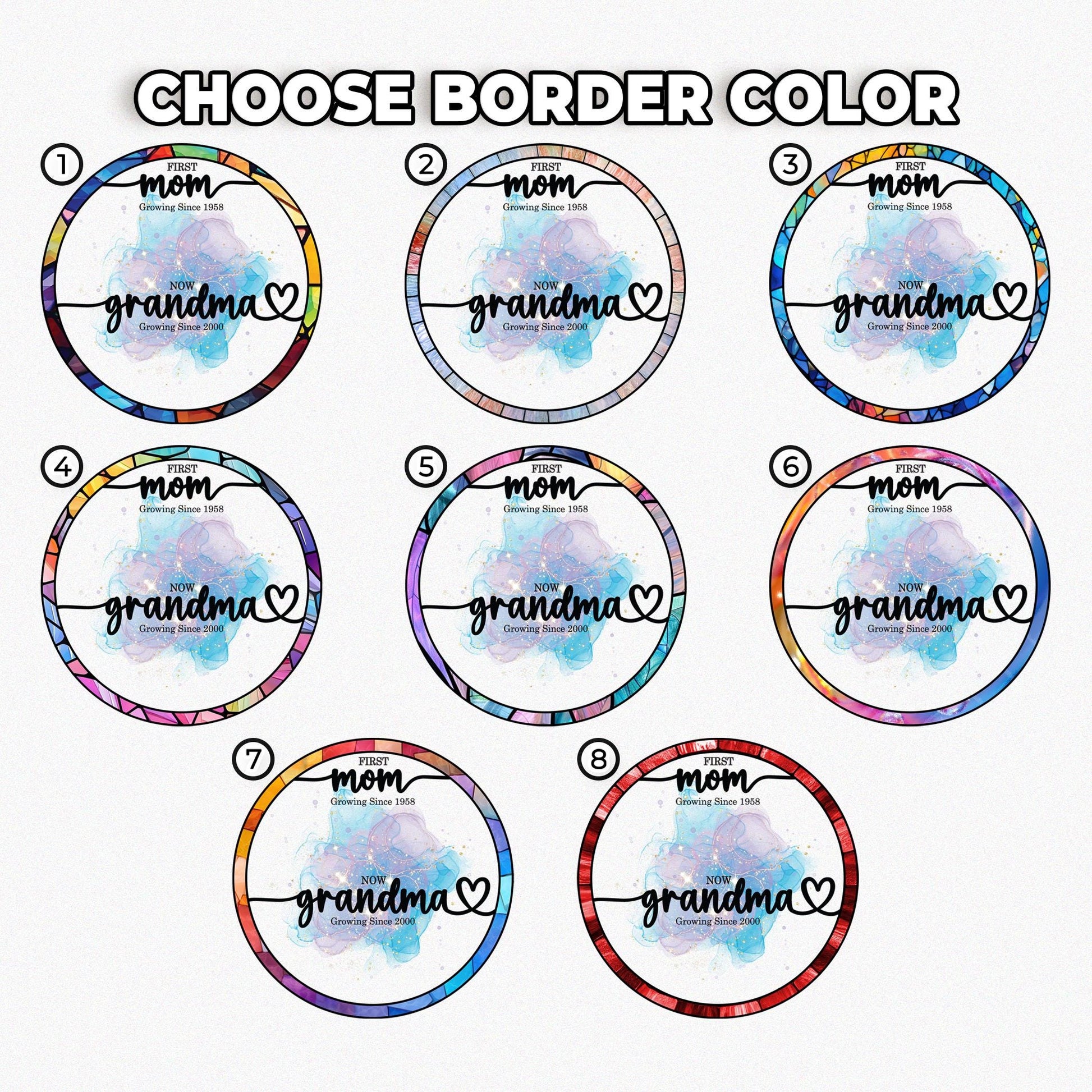 First Mom Now Grandma Stained Glass Suncather Personalized Birth Month Flower Window Hanging,Mother Day Gift,Gift for Mom,Grandma Home Decor