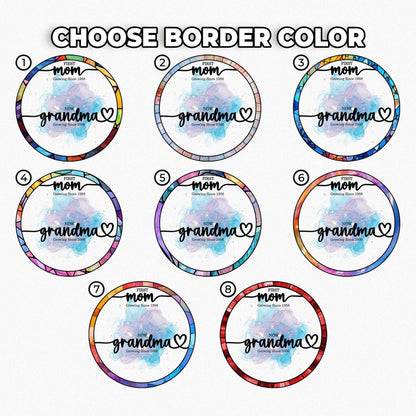 First Mom Now Grandma Stained Glass Suncather Personalized Birth Month Flower Window Hanging,Mother Day Gift,Gift for Mom,Grandma Home Decor