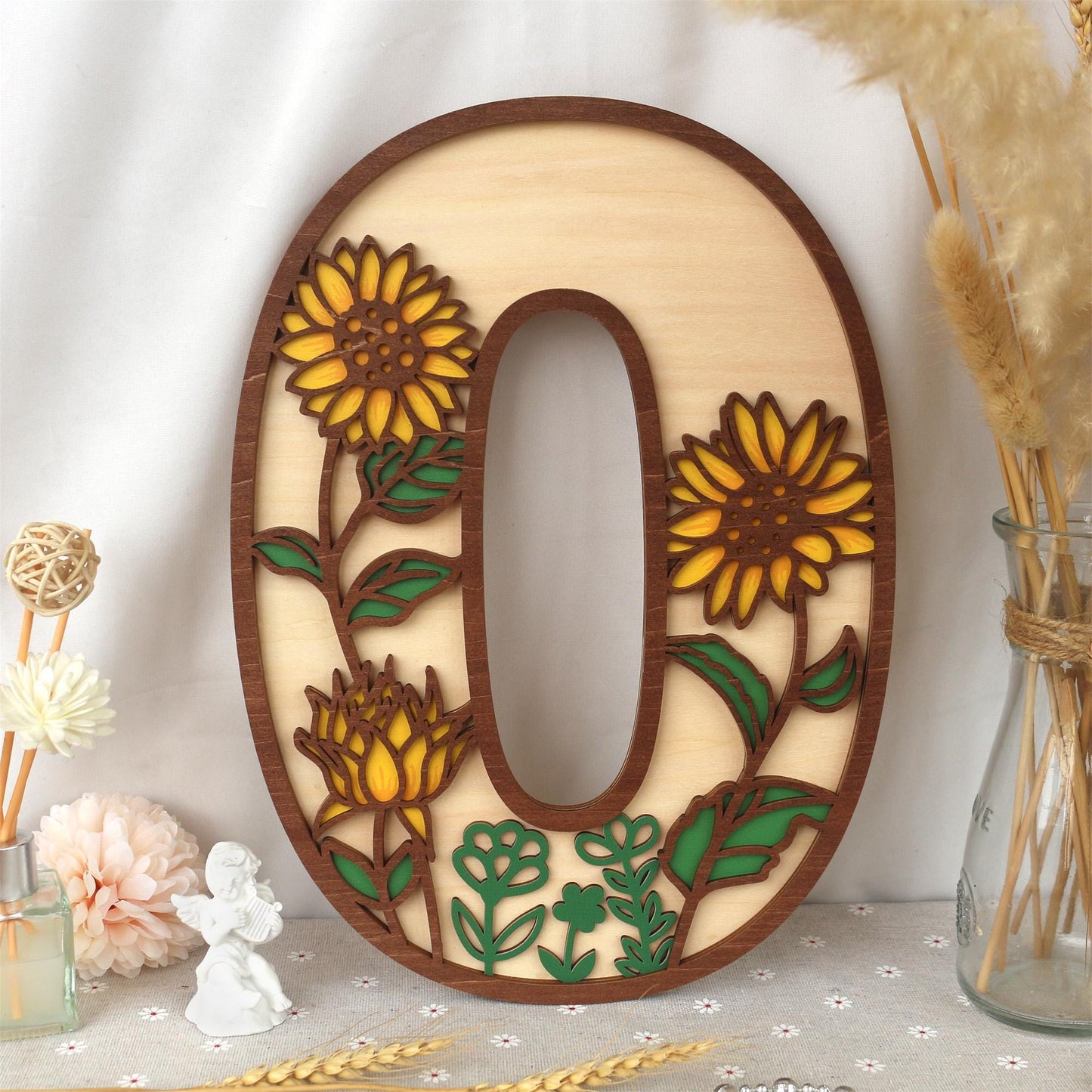 Sunflower Nursery Name Sign - Floral Wall Letters - 3D Wooden Wall Art - Baby Girl Room Decor - Baby Shower Gift - Birthday Gift